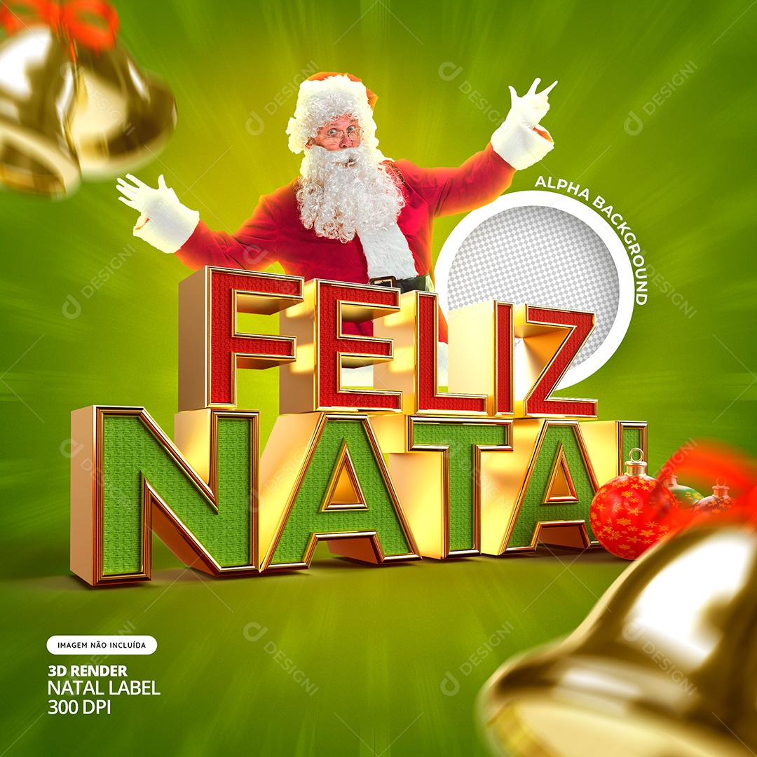 Selo 3D Feliz Natal PSD Para Composição