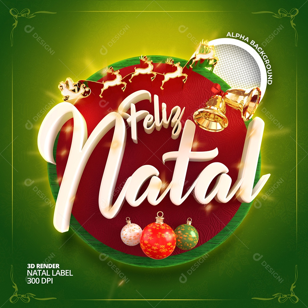 Selo 3D Feliz Natal PSD Para Composição