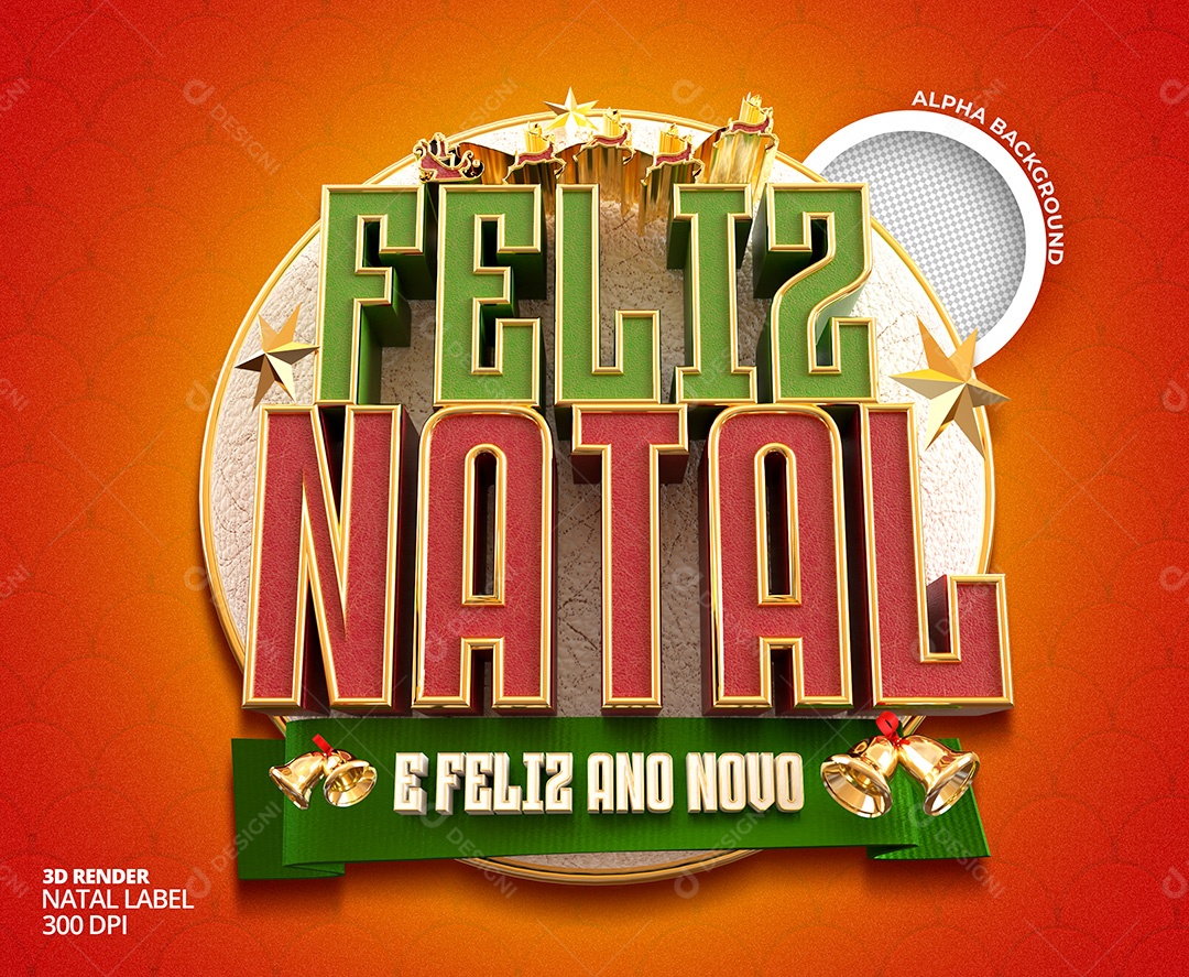 Selo 3D Feliz Natal E Feliz Ano Novo PSD Para Composição