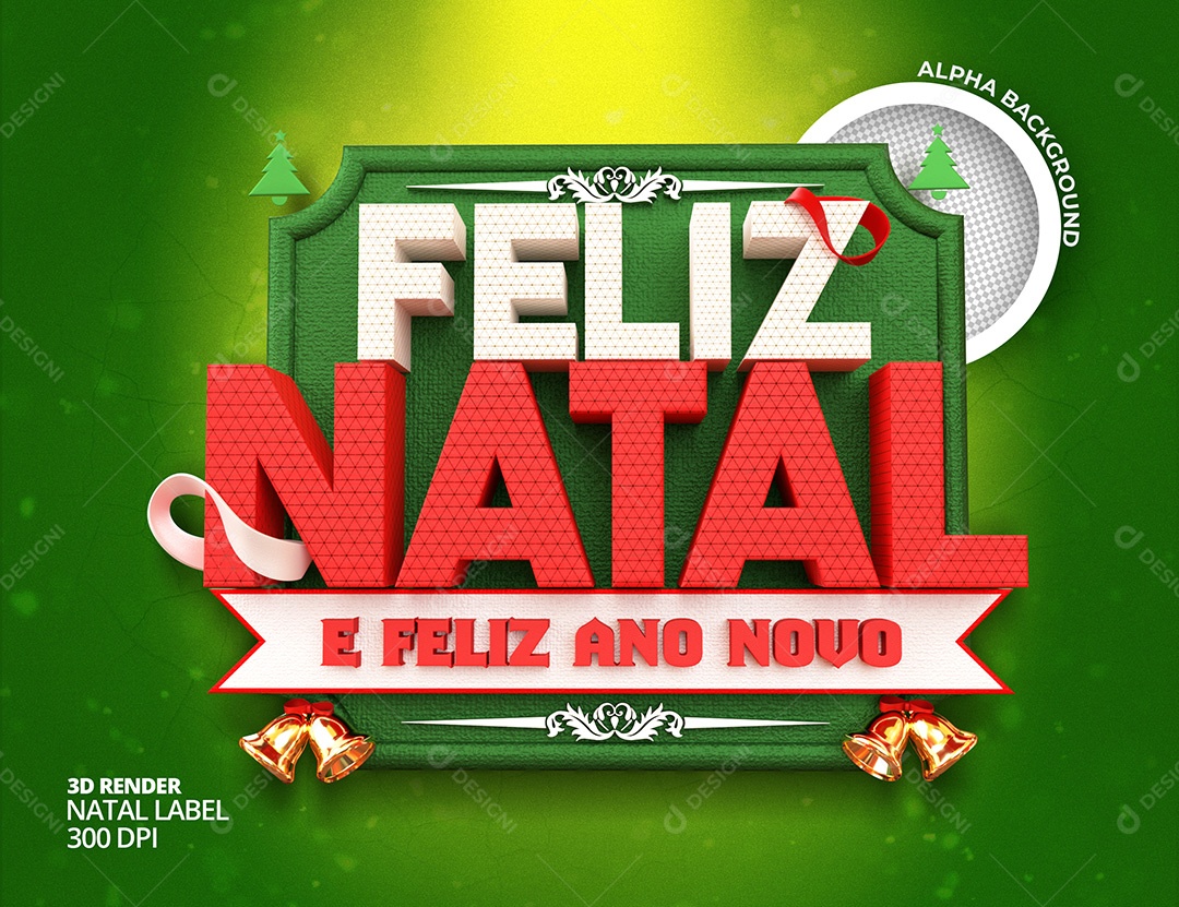 Selo 3D Feliz Natal E Feliz Ano Novo PSD Para Composição