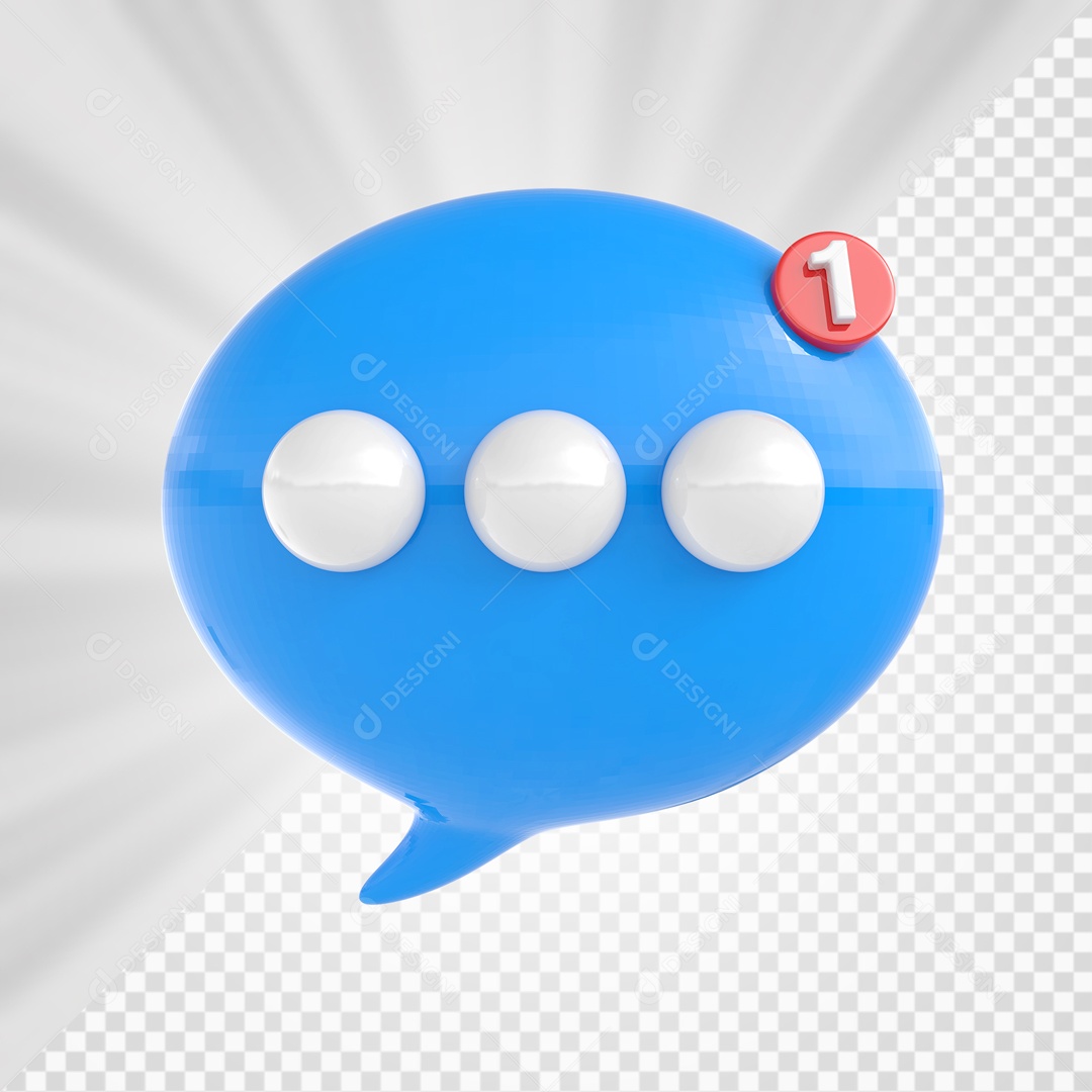 Ícone de Bate Papo Azul e Branco Elemento 3D para Composição PSD