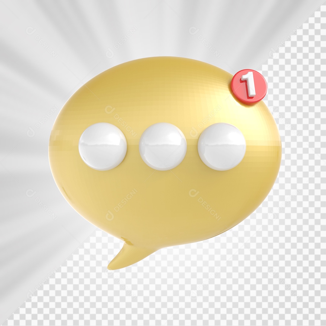 Ícone de Bate Papo Dourado e Branco Elemento 3D para Composição PSD