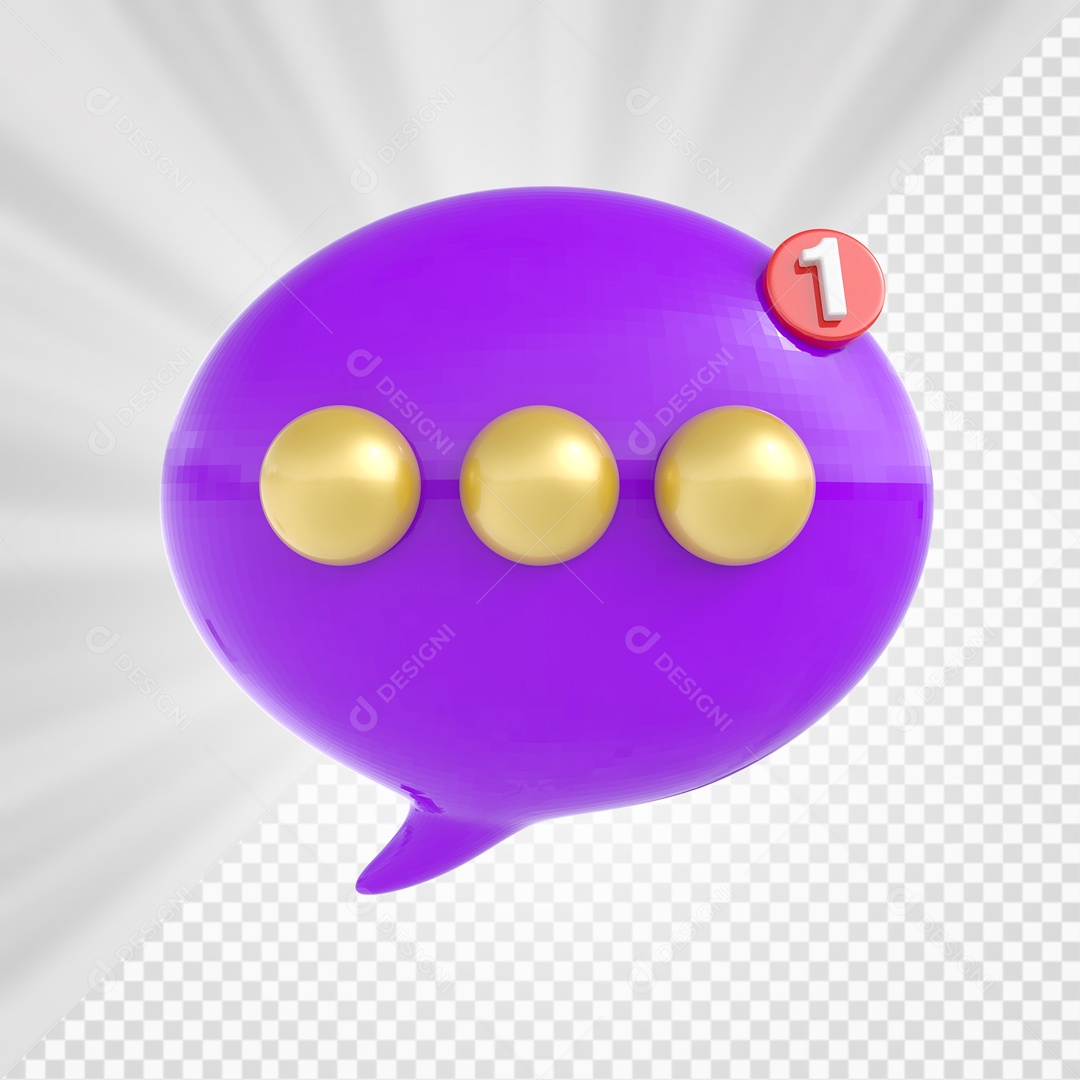 Purple and Gold Chat Icon 3D Compositing Element PSD