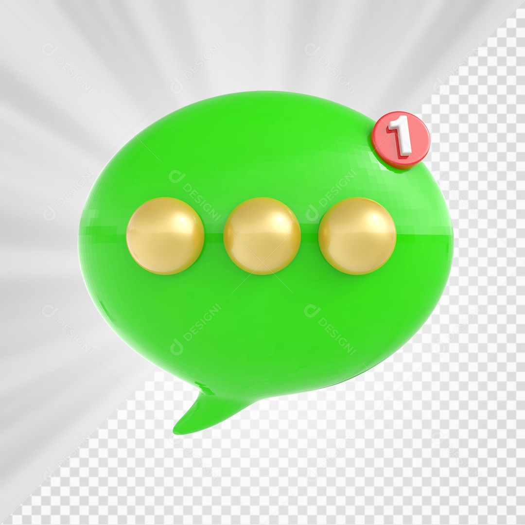 Ícone de Bate Papo Verde e Dourado Elemento 3D para Composição PSD