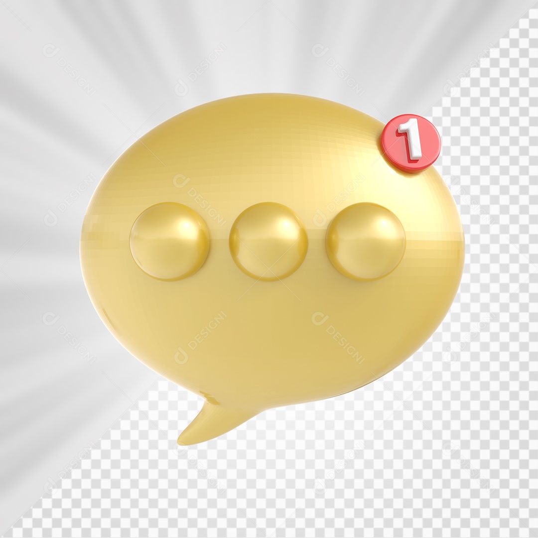 Ícone de Bate Papo Dourado Elemento 3D para Composição PSD