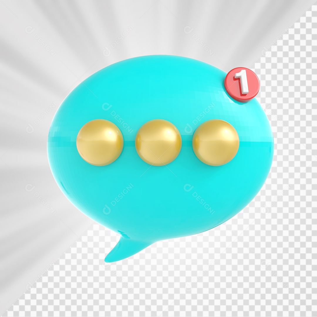 Ícone de Bate Papo Azul Marinho e Dourado Elemento 3D para Composição PSD