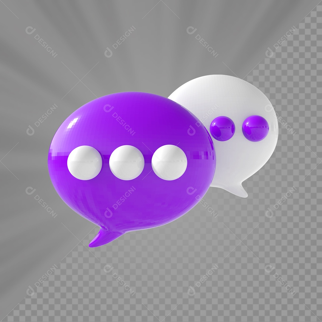 Ícone de Bate Papo Roxo e Branco Elemento 3D para Composição PSD