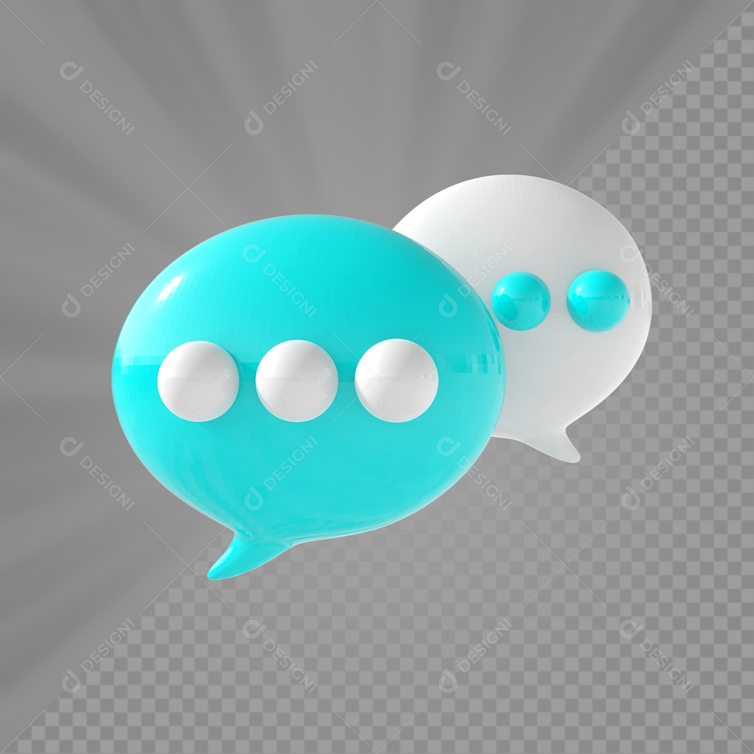 Ícone de Bate Papo Azul Marinho e Branco Elemento 3D para Composição PSD