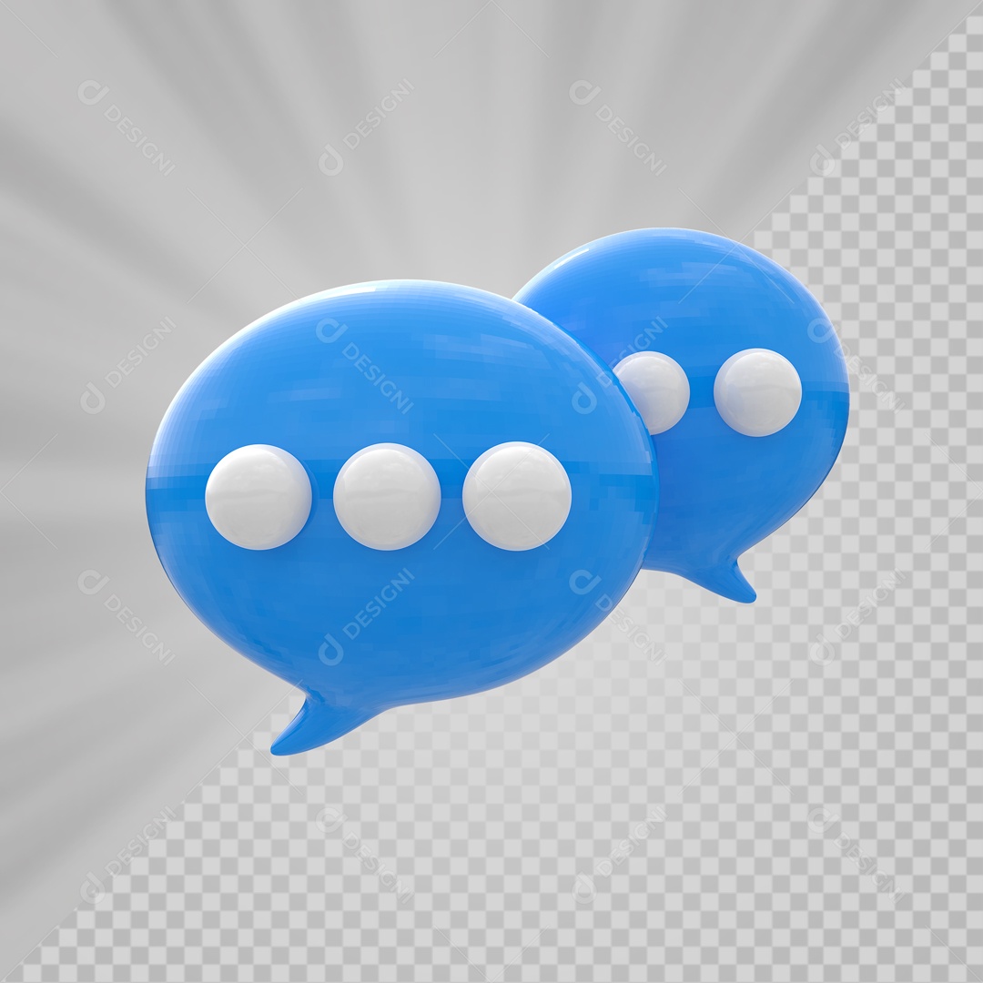 Ícone de Bate Papo Azul Elemento 3D para Composição PSD