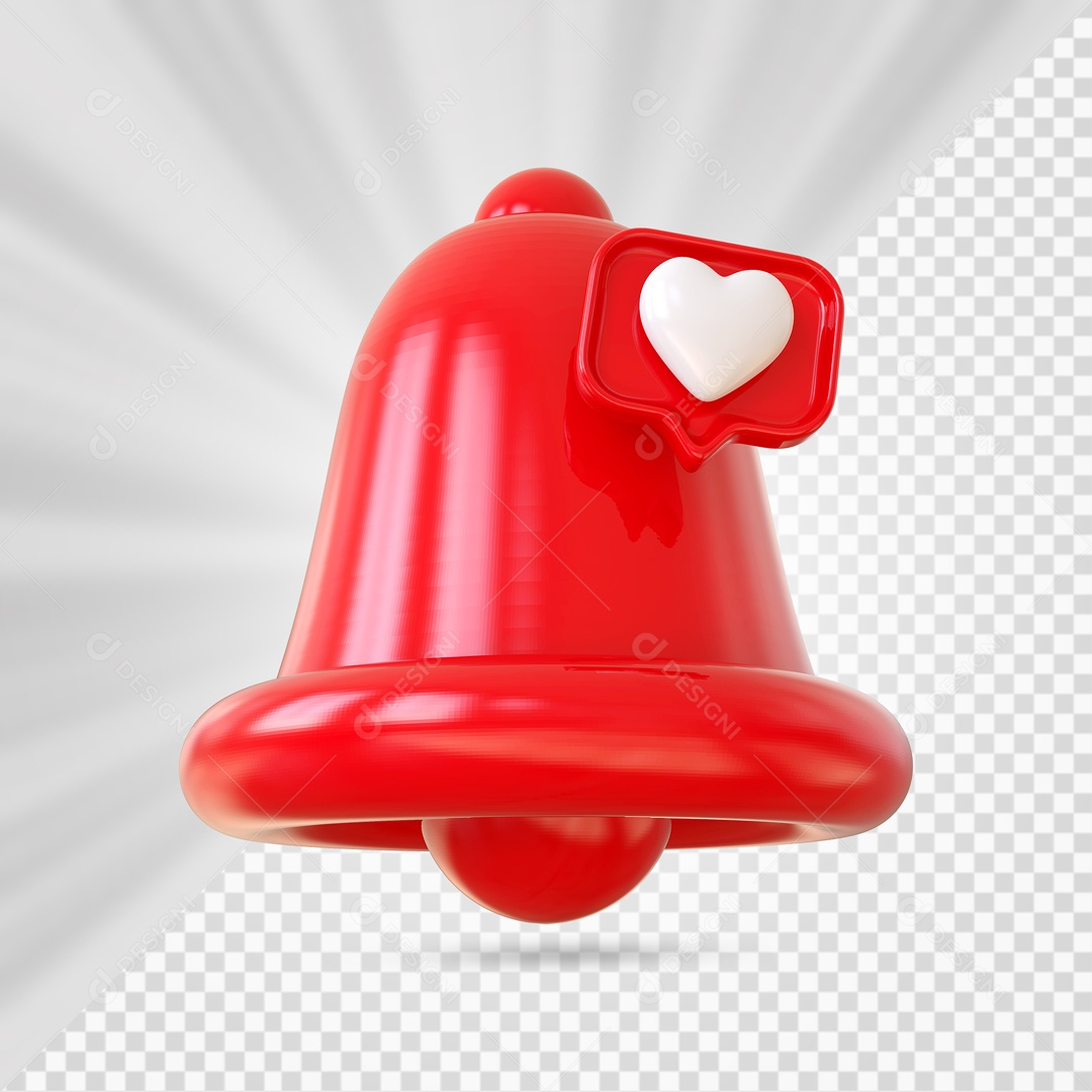 Instagram Like Notification Bell Red 3D Element for Composition PSD