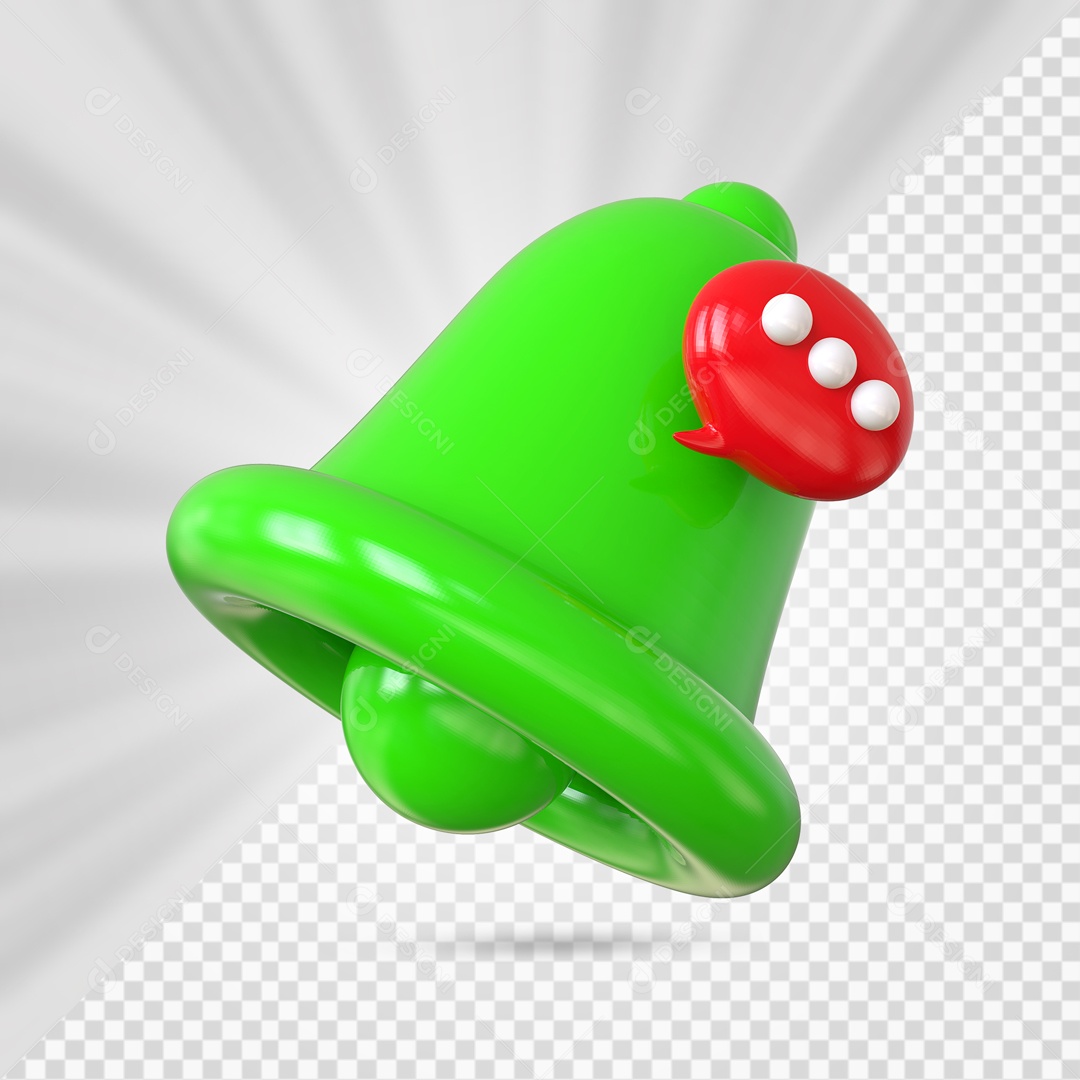 Sino de Notificação de Comentário Verde Elemento 3D para Composição PSD