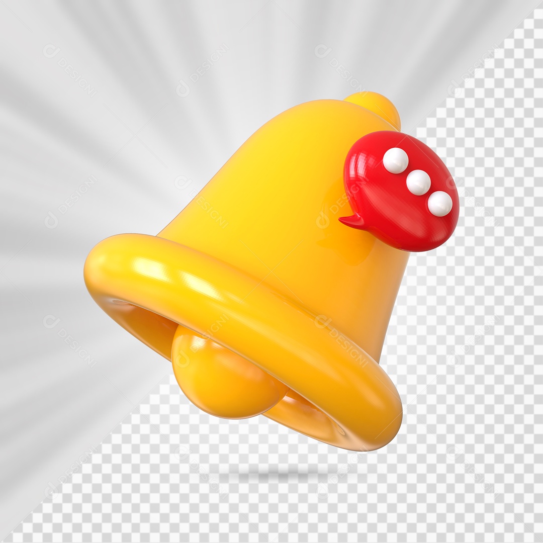 Sino de Notificação de Comentário Amarelo Elemento 3D para Composição PSD