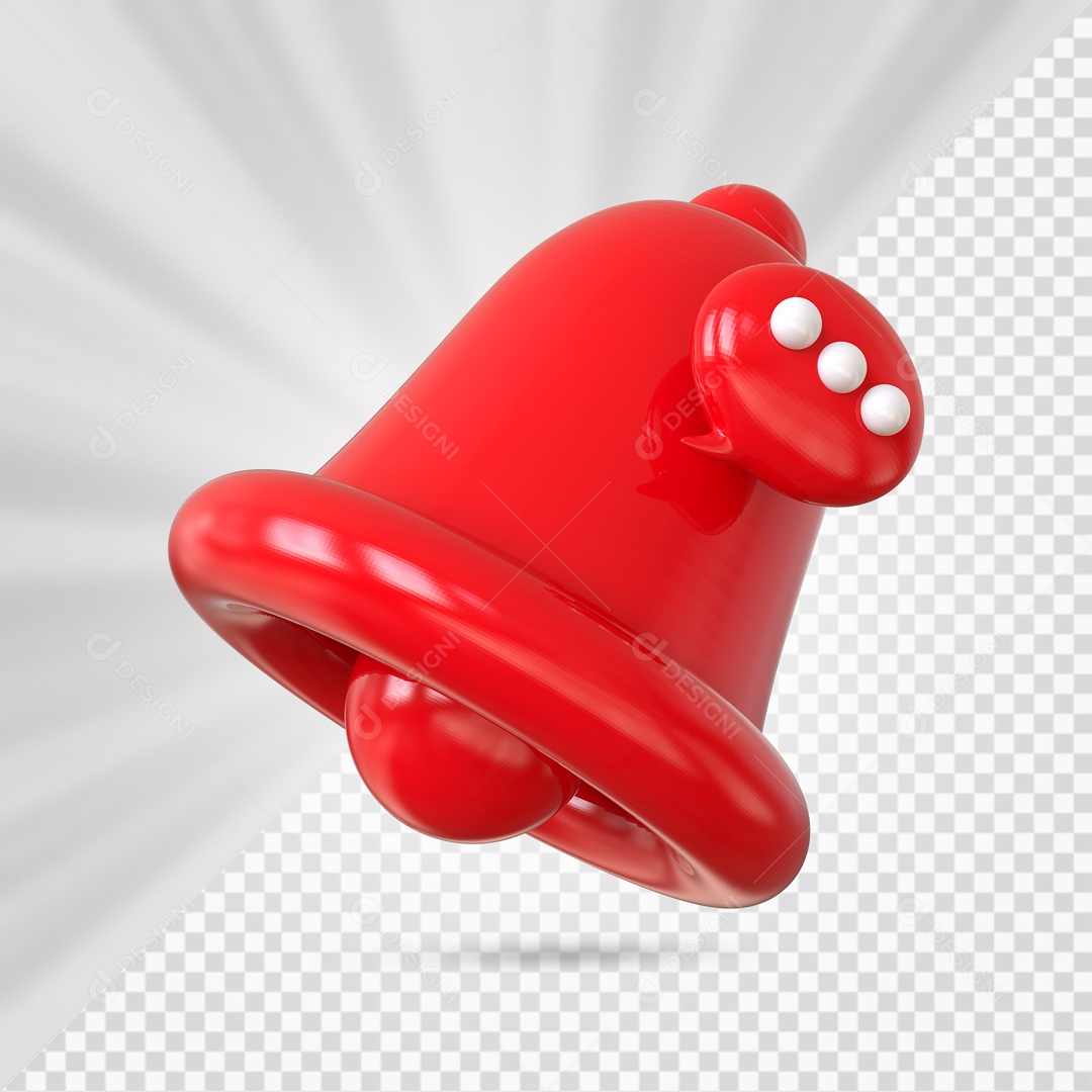 Sino de Notificação de Comentário Vermelho Elemento 3D para Composição PSD