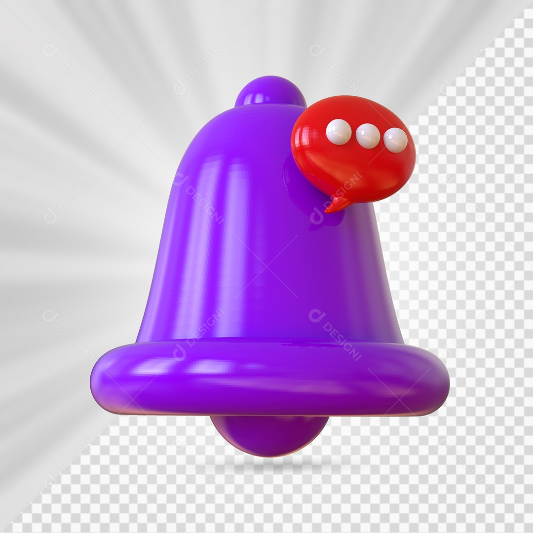 Sino de Notificação de Comentário Roxo Elemento 3D para Composição PSD