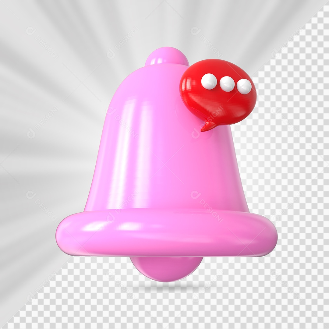 Sino de Notificação de Comentário Rosa Elemento 3D para Composição PSD