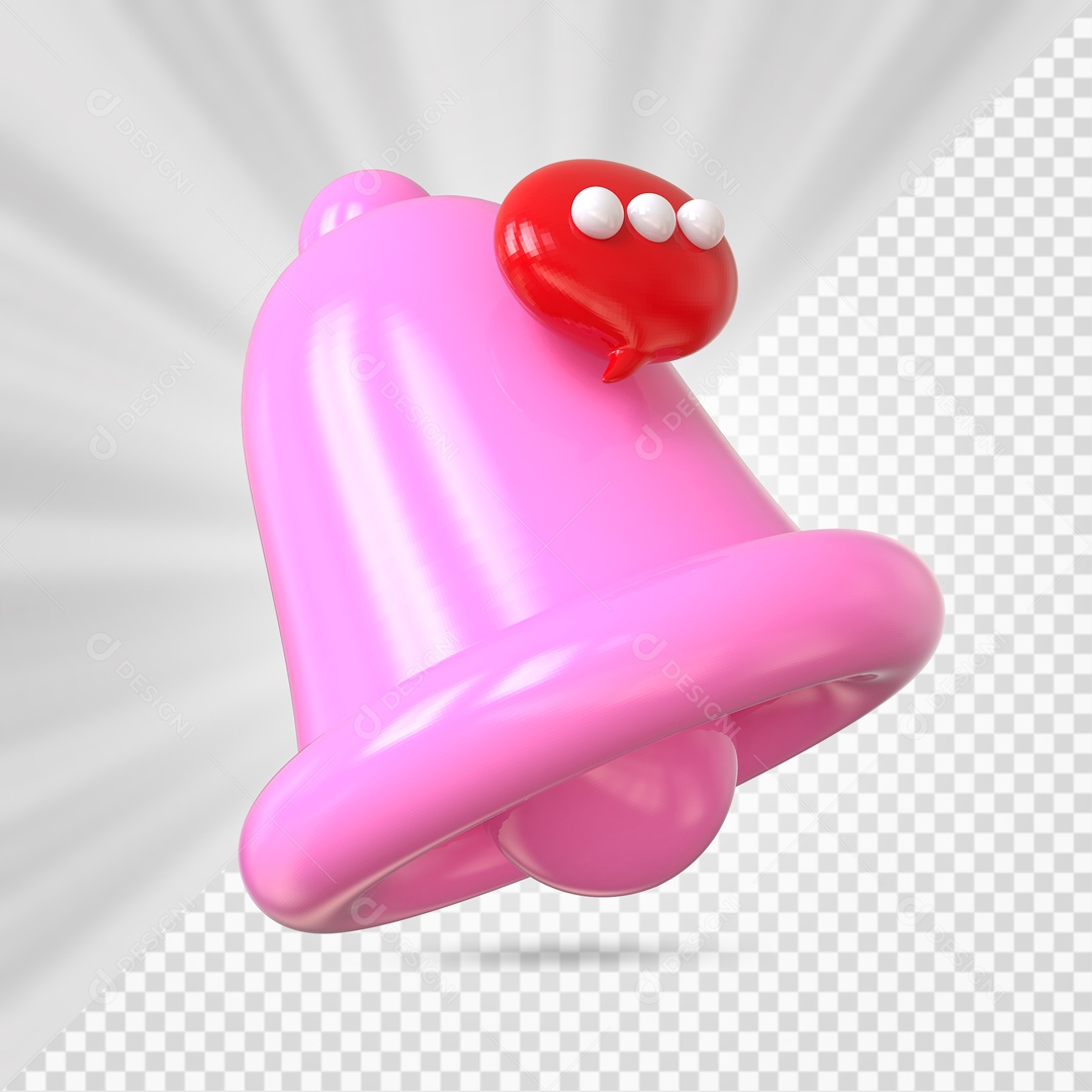 Sino de Notificação de Comentário Rosa Elemento 3D para Composição PSD