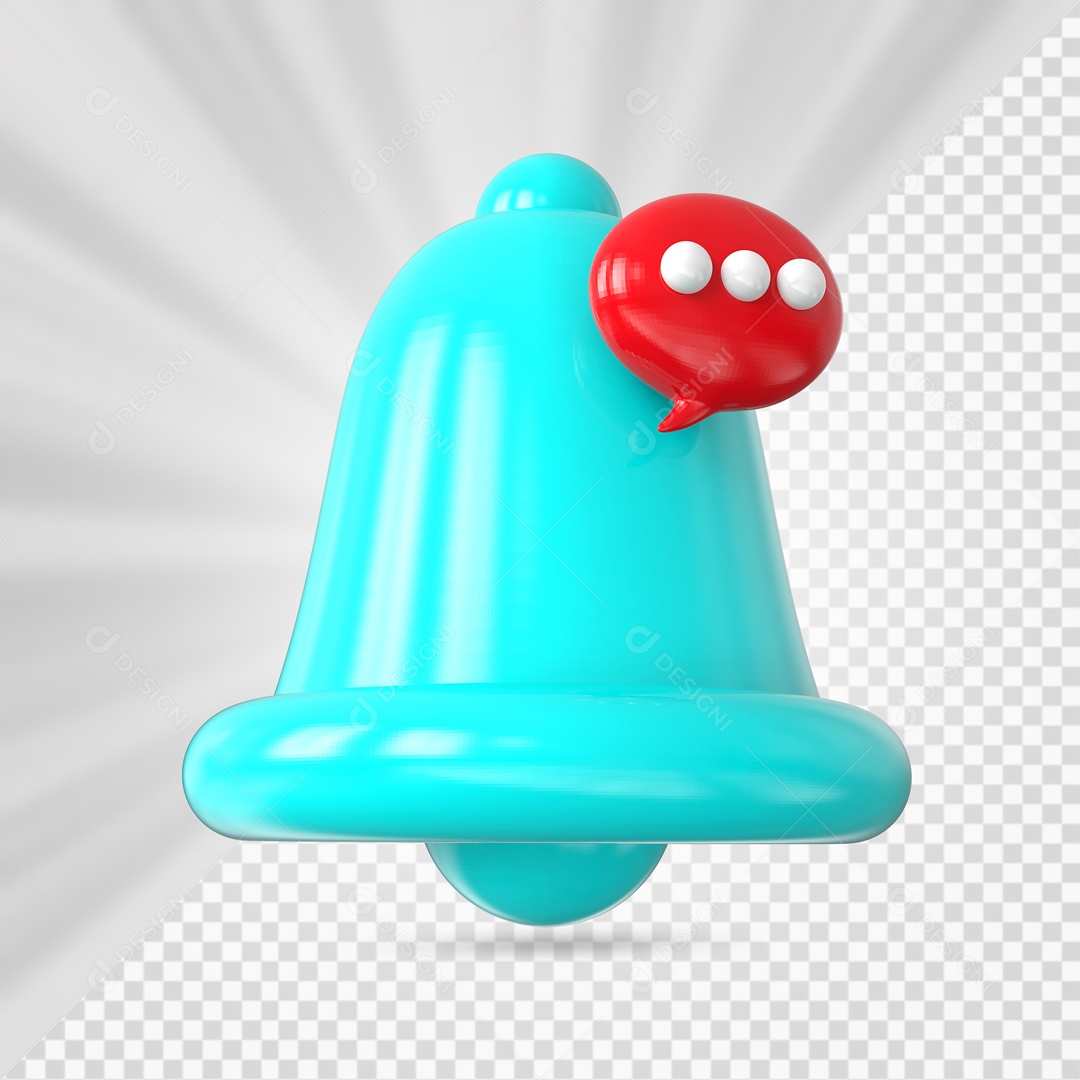 Sino de Notificação de Comentário Azul Marinho Elemento 3D para Composição PSD