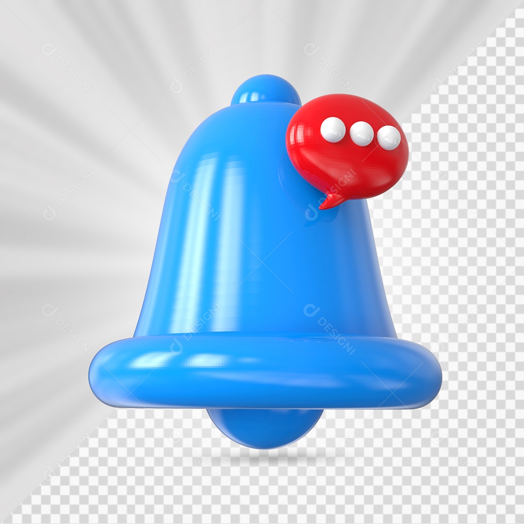 Sino de Notificação de Comentário Azul Elemento 3D para Composição PSD