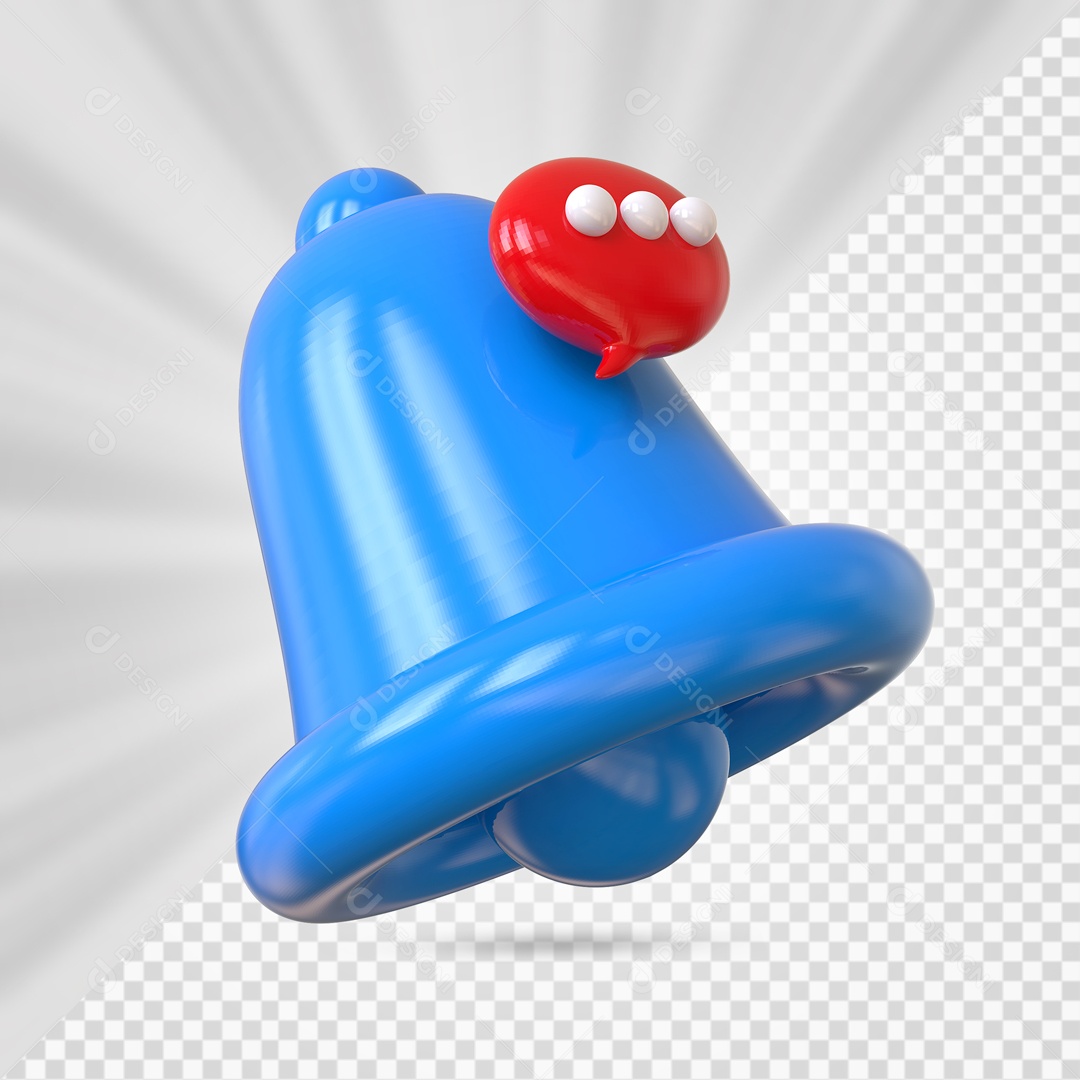 Sino de Notificação de Comentário Azul Elemento 3D para Composição PSD