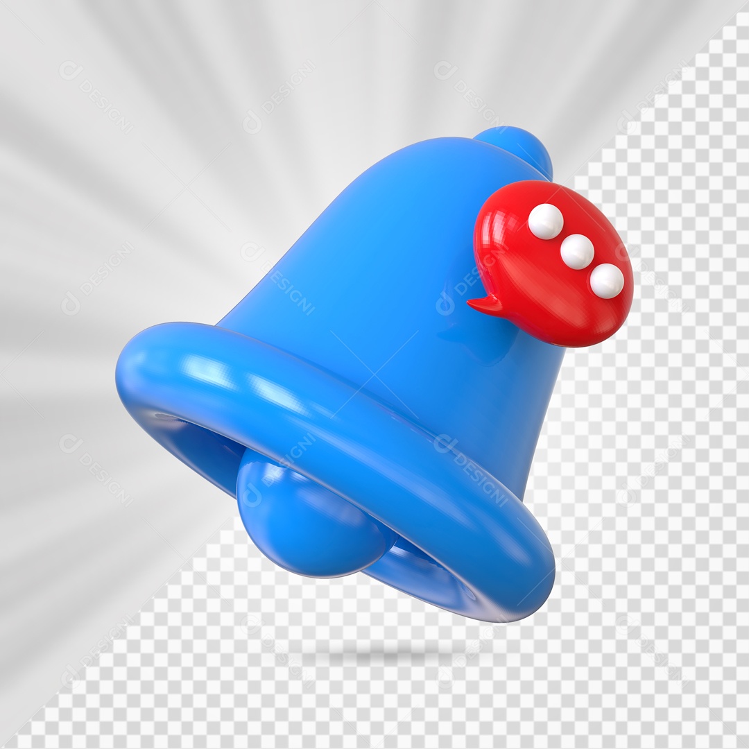 Sino de Notificação de Comentário Azul Elemento 3D para Composição PSD