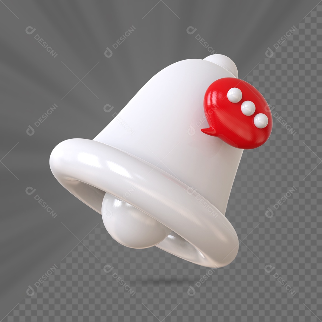 Sino de Notificação de Comentário Branco Elemento 3D para Composição PSD