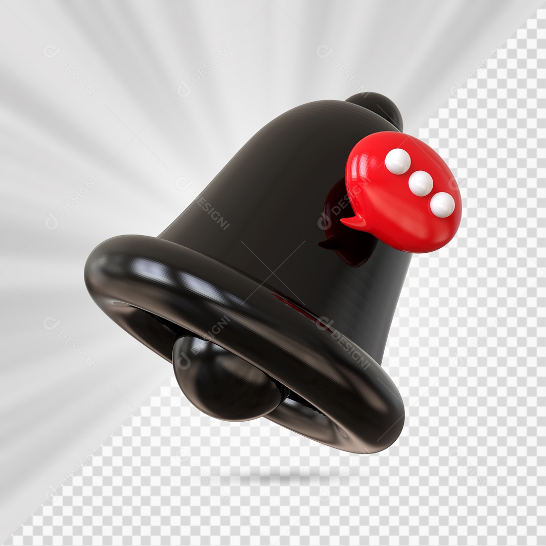 Sino de Notificação de Comentário Elemento 3D Preto para Composição PSD