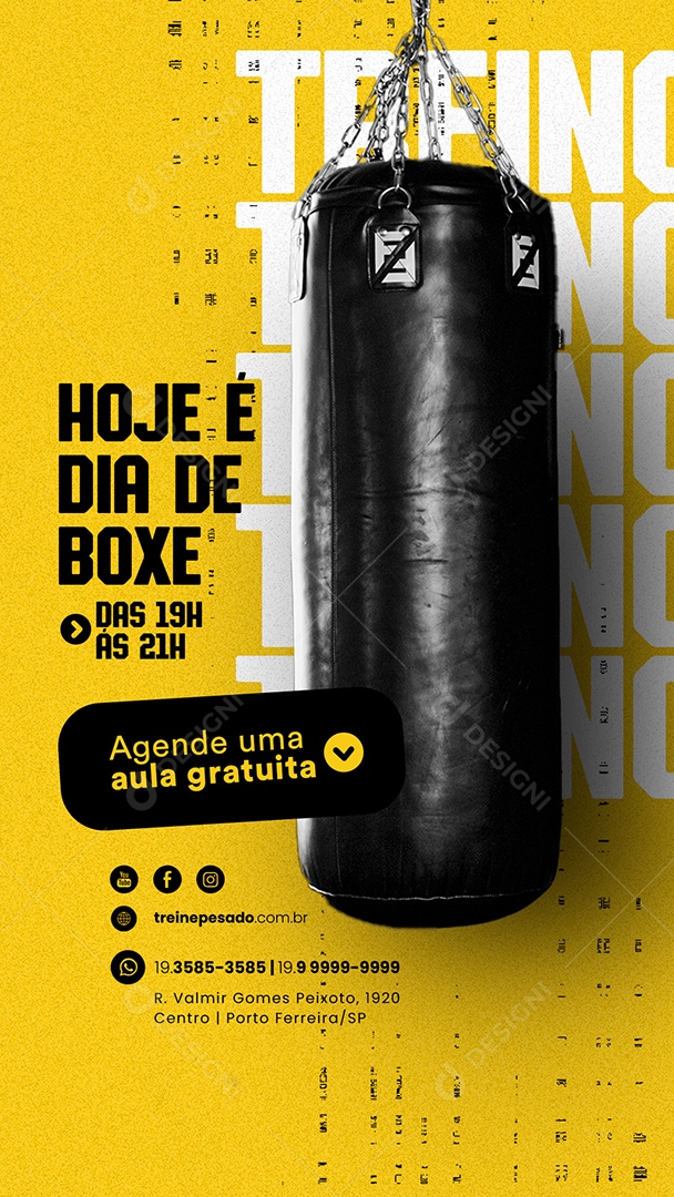 Story Hoje é Dia de Boxe Treino Escola de Luta Social Media PSD Editável