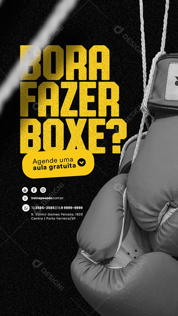 Story Bora Fazer Boxe Agende uma Aula Gratuita Escola de Luta Social Media PSD Editável