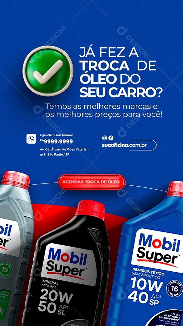 Story Já Fez a Troca de Óleo do Seu Carro Oficina Mecânica Social Media PSD Editável