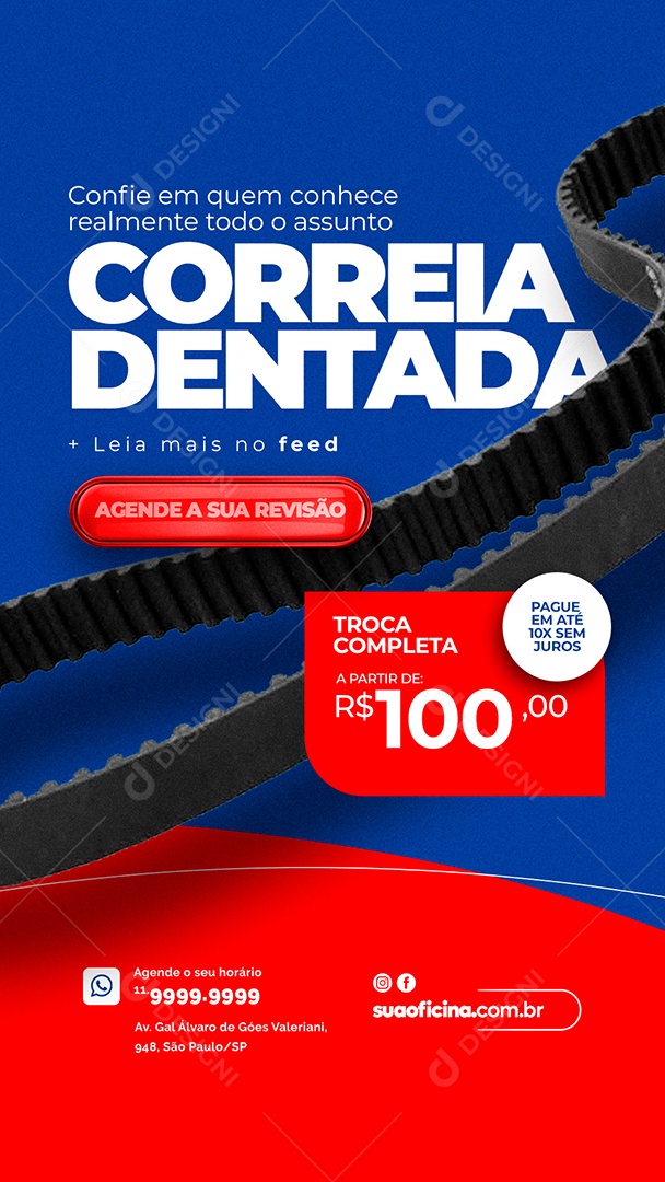 Story Correia Dentada Oficina Mecânica Social Media PSD Editável