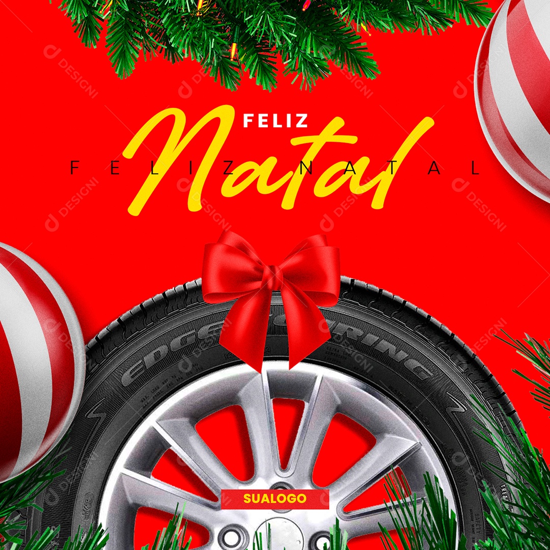 Feliz Natal 25 de Dezembro Oficina Mecânica Social Media PSD Editável