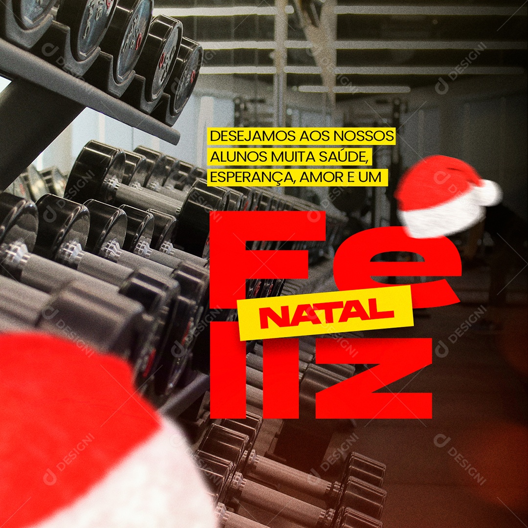 Desejamos aos nossos Alunos Feliz Natal Academia Social Media PSD Editável