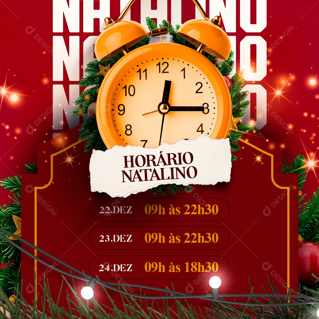 Horário Natalino Feliz Natal Social Media PSD Editável