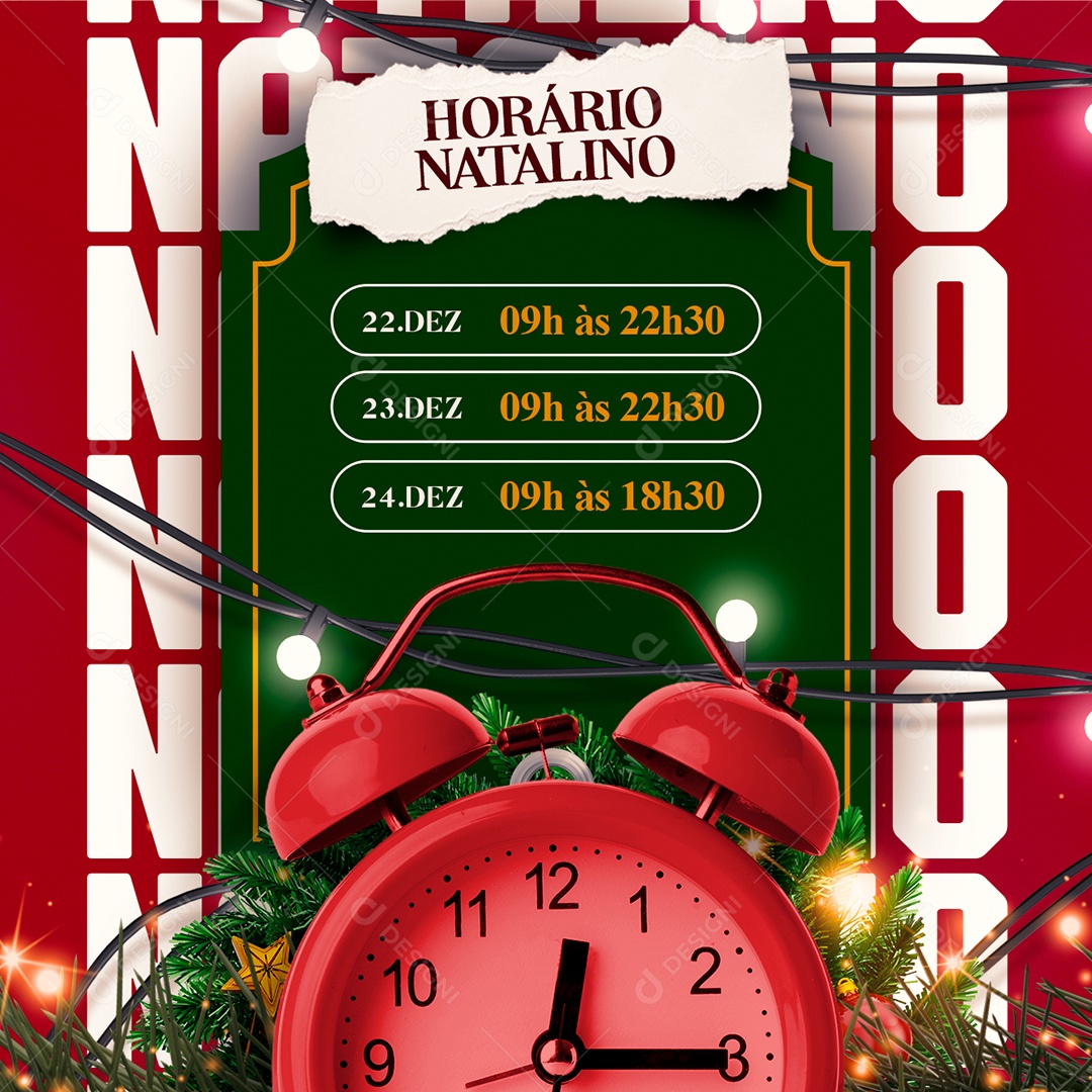 Horário Natalino Feliz Natal Social Media PSD Editável