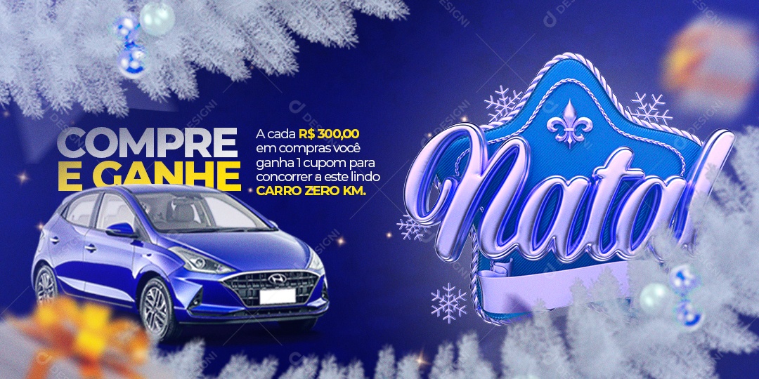 Banner Compre e Ganhe Concessionária Feliz Natal Social Media PSD Editável