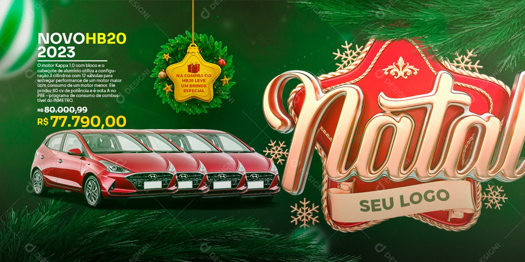 Banner na Compra do H20 Leve um Brinde Feliz Natal Concessionária Social Media PSD Editável