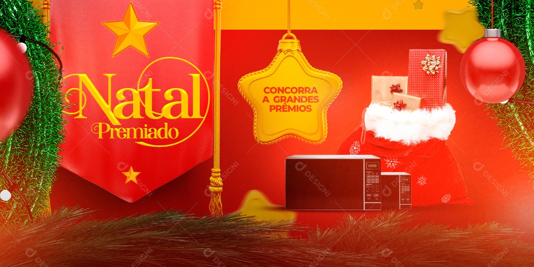 Banner Natal Premiado Concorra a Grandes Prêmios Social Media PSD Editável