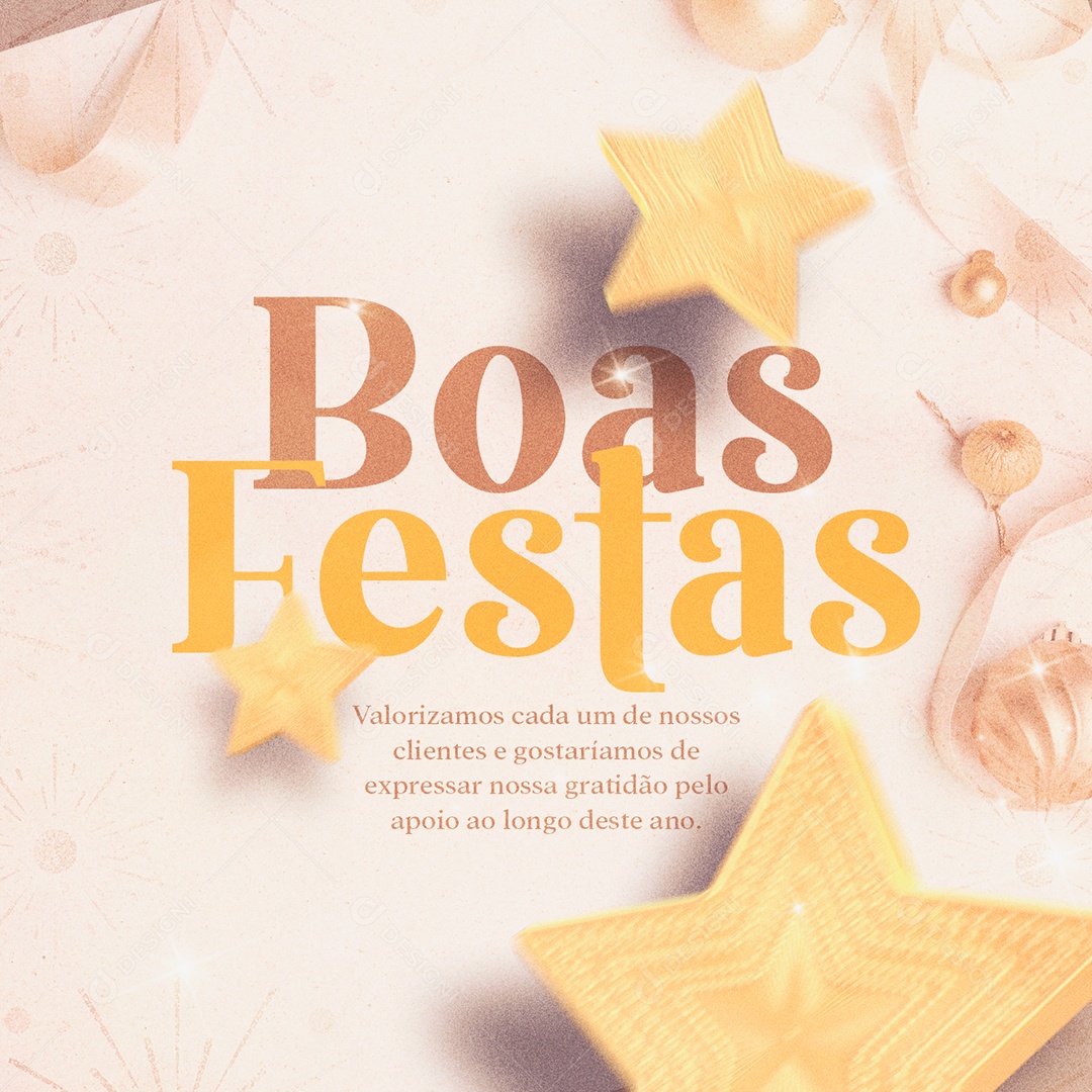 Valorizamos cada um de Nossos Clientes Boas Festas Ano Novo Social Media PSD Editável
