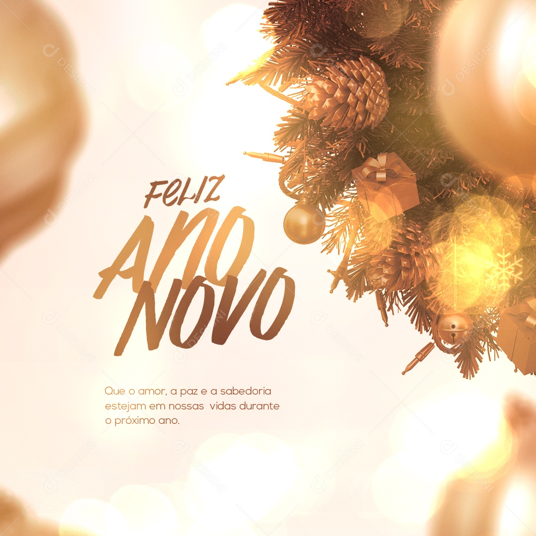 Que o Amor, a Paz e a Sabedoria, Estejam em Nossas Vidas Feliz Ano Social Media PSD Editável