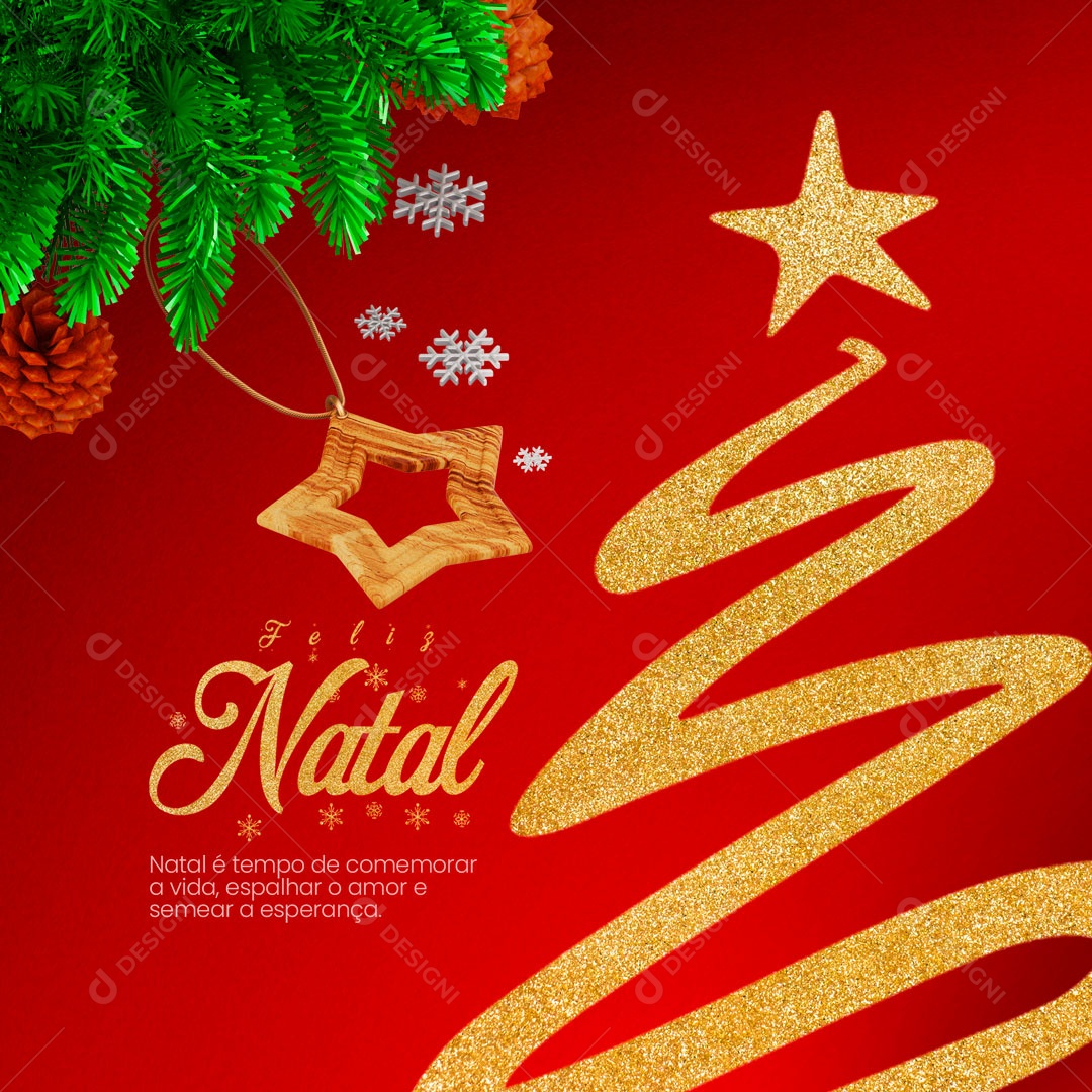 Natal é tempo de Comemorar a Vida, Espalhar o Amor e Semear a Esperança Feliz Natal Social Media PSD Editável