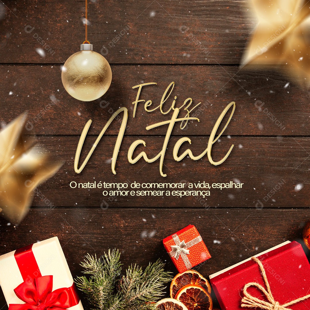 O Natal é Tempo de Comemorar a Vida, Espalhar o Amor e Semear a Esperança Feliz Natal Social Media PSD Editável