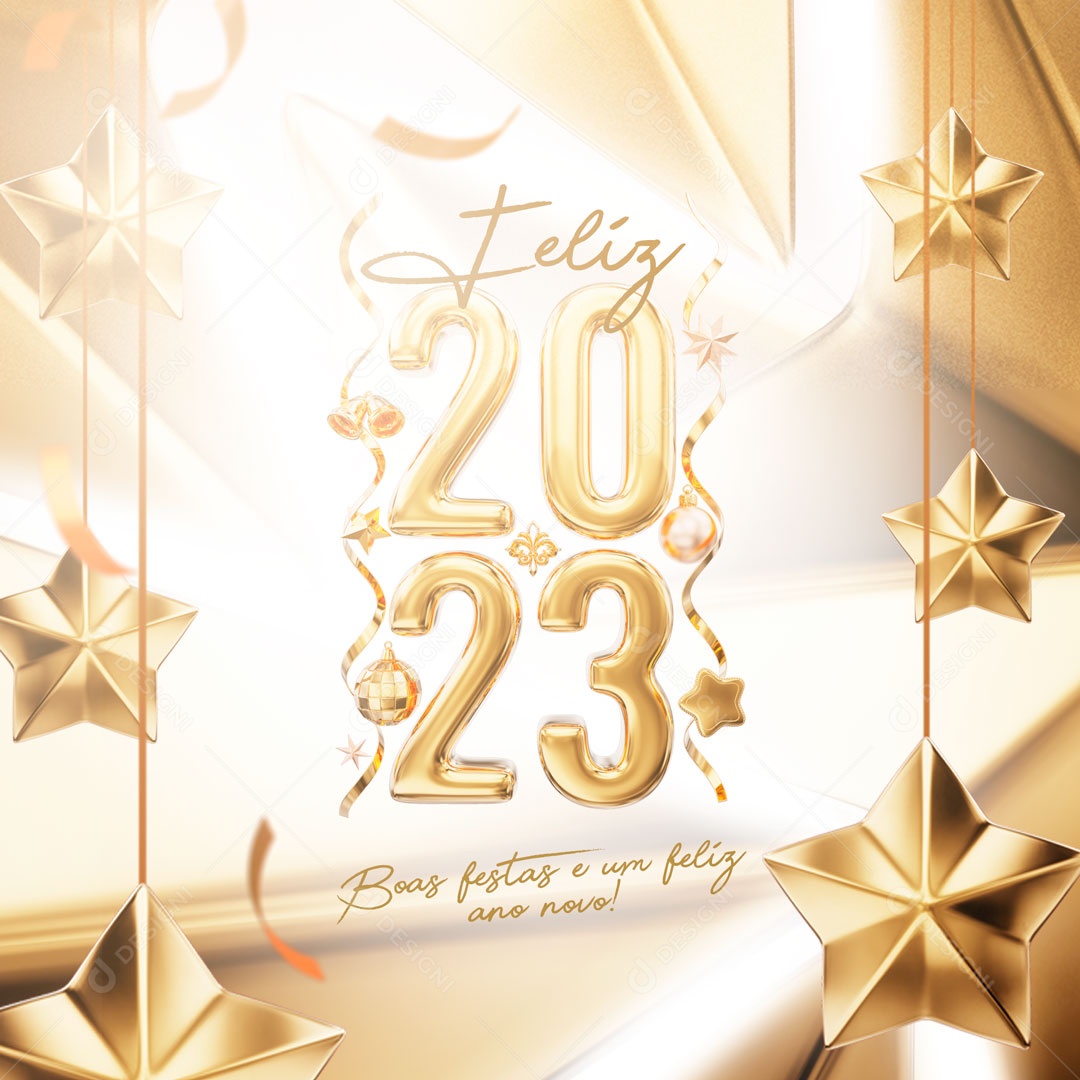 Boas Festas e Um Feliz Ano Novo 2023 Social Media PSD Editável