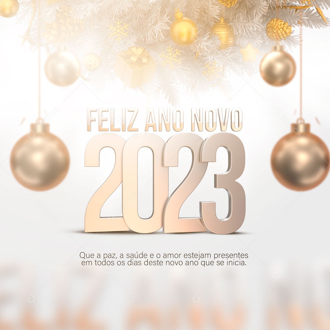 Que a Paz, a Saúde e o Amor Estejam Presentes Feliz Ano Novo Social Media PSD Editável