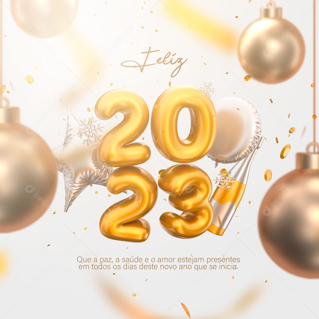 Que a Paz, a Saúde e o Amor Estejam Presentes Feliz Ano Novo Social Media PSD Editável