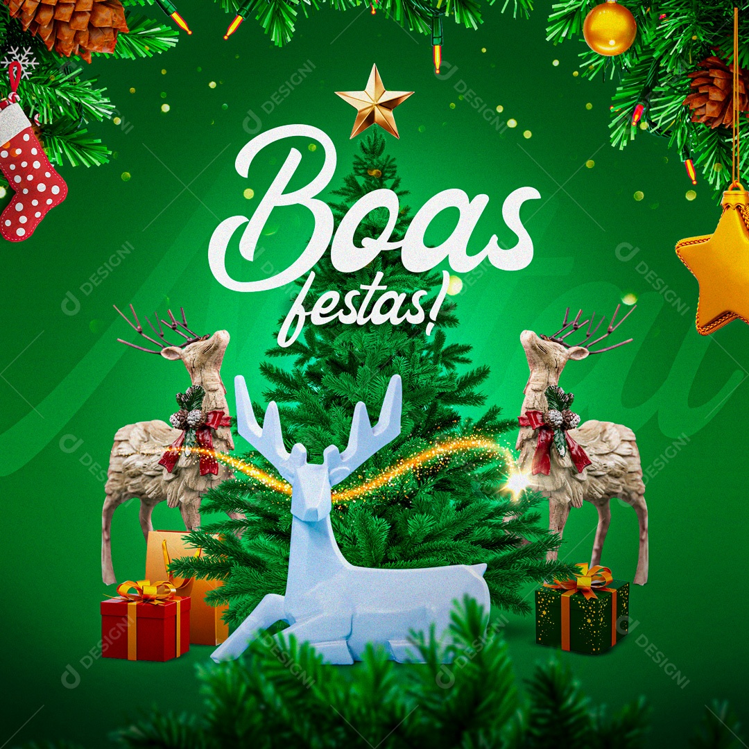 Boa Festas Feliz Natal Social Media PSD Editável