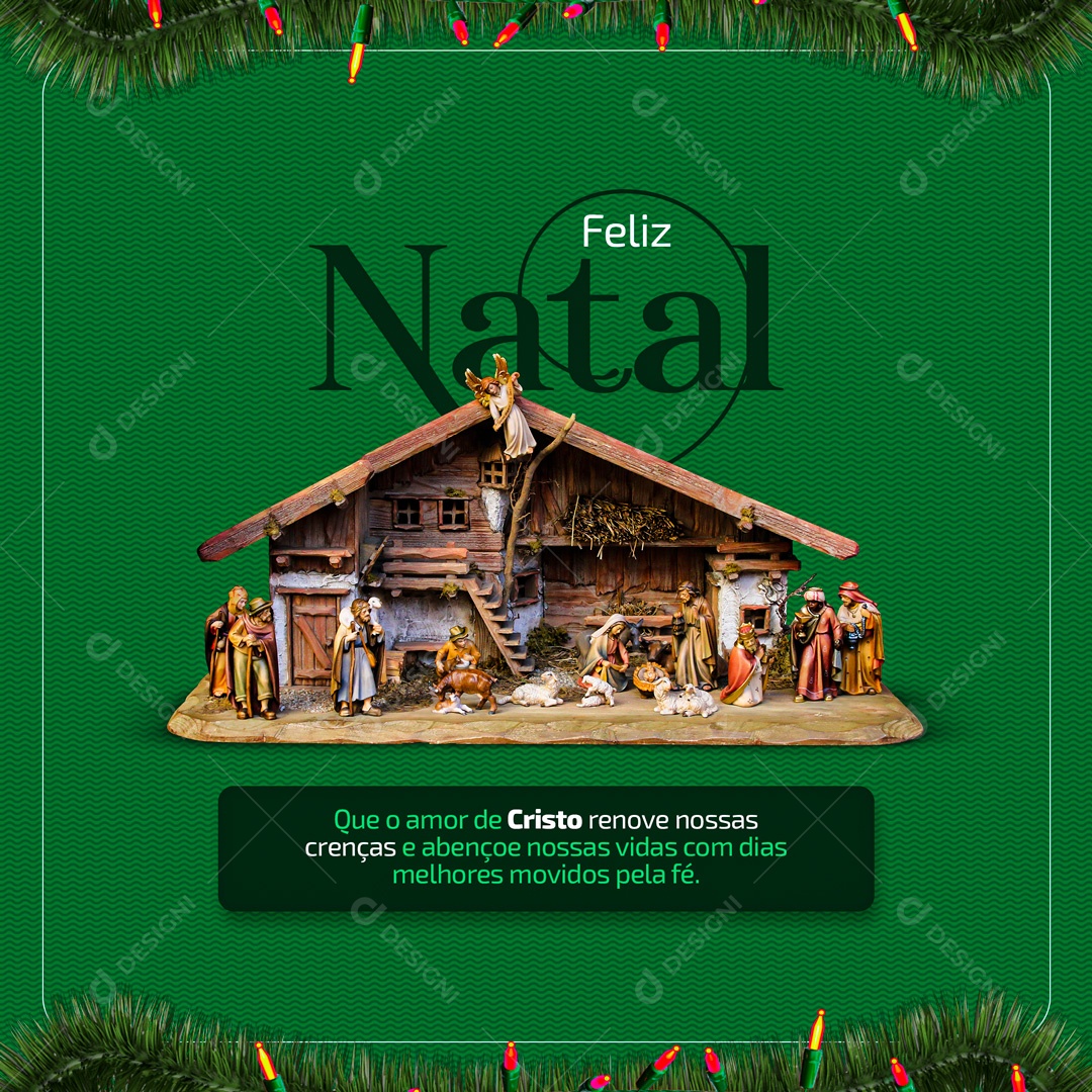 Que o Amor de Cristo Renove Nossas Crenças Feliz Natal Social Media PSD Editável