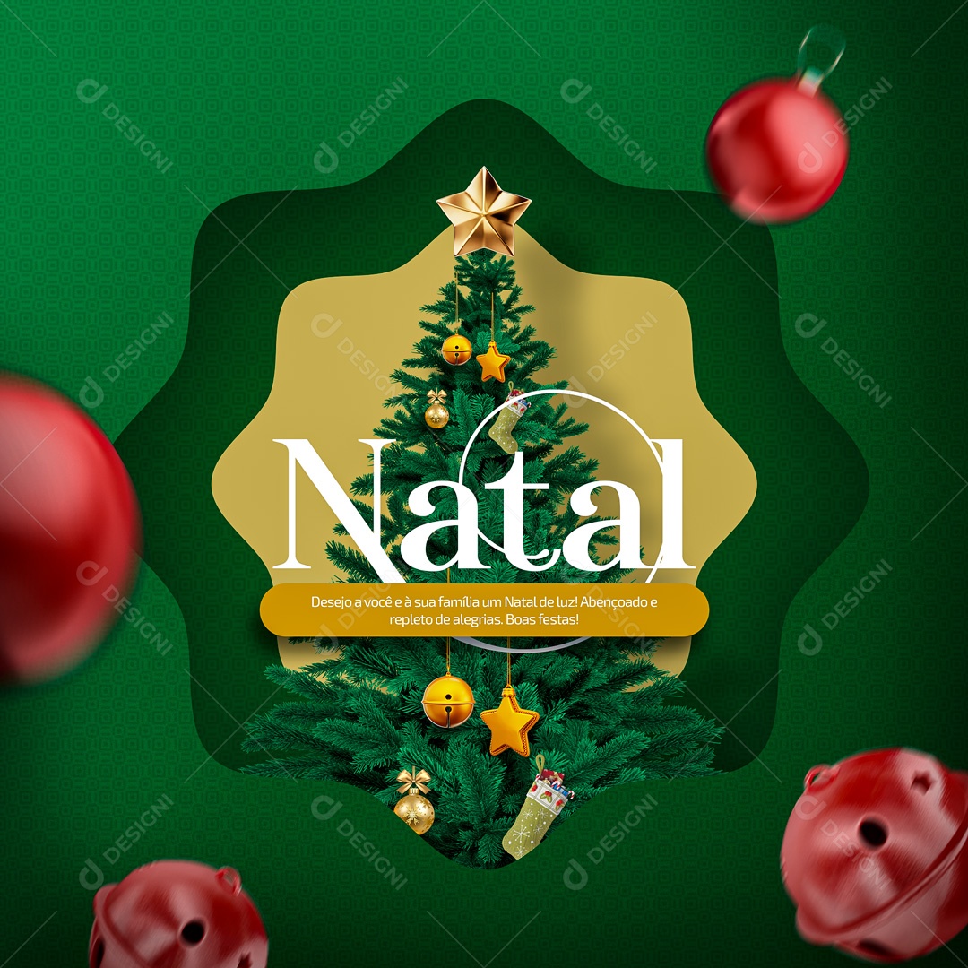 Desejo a Você e à Sua Família um Natal de Luz Social Media PSD Editável