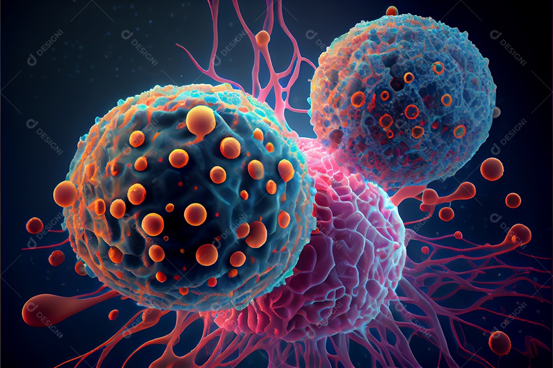 Célula cancerosa, Dia Mundial do Câncer, 04 de fevereiro, renderiza a realidade virtual