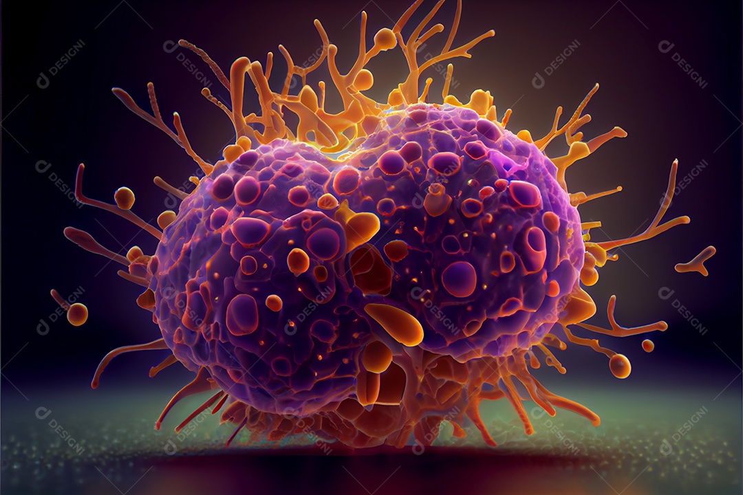 Célula cancerosa, Dia Mundial do Câncer, 04 de fevereiro, renderiza a realidade virtual