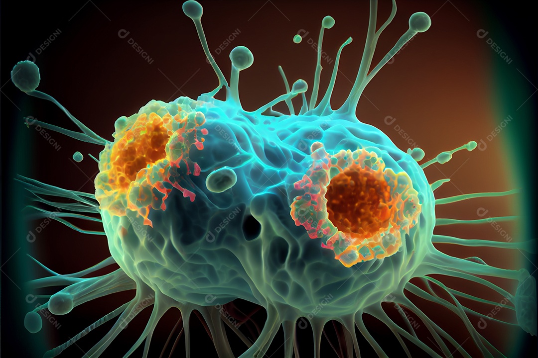 Célula cancerosa, Dia Mundial do Câncer, 04 de fevereiro, renderiza a realidade virtual